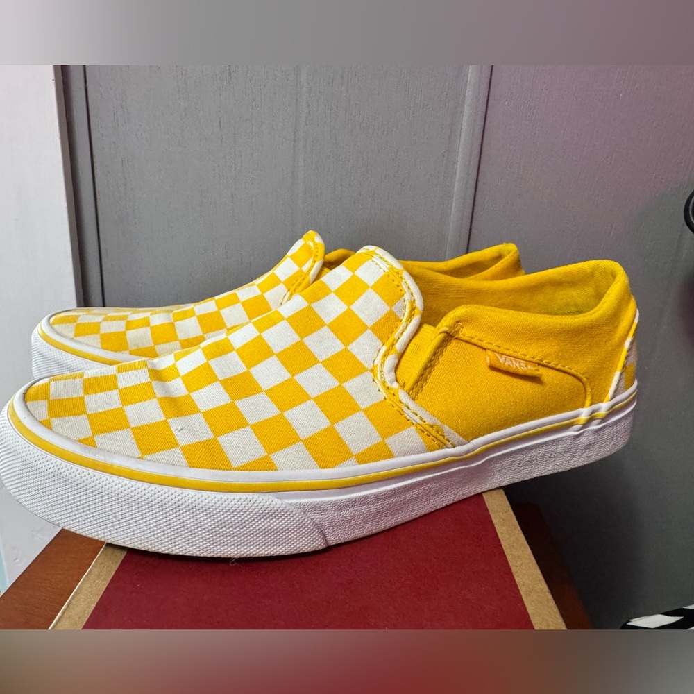 Yellow checkered Vans
